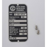 ŠTÍTEK VÝROBNÍ  (RUSKÝ JAZYK) - TYP ČZ 350/472.6